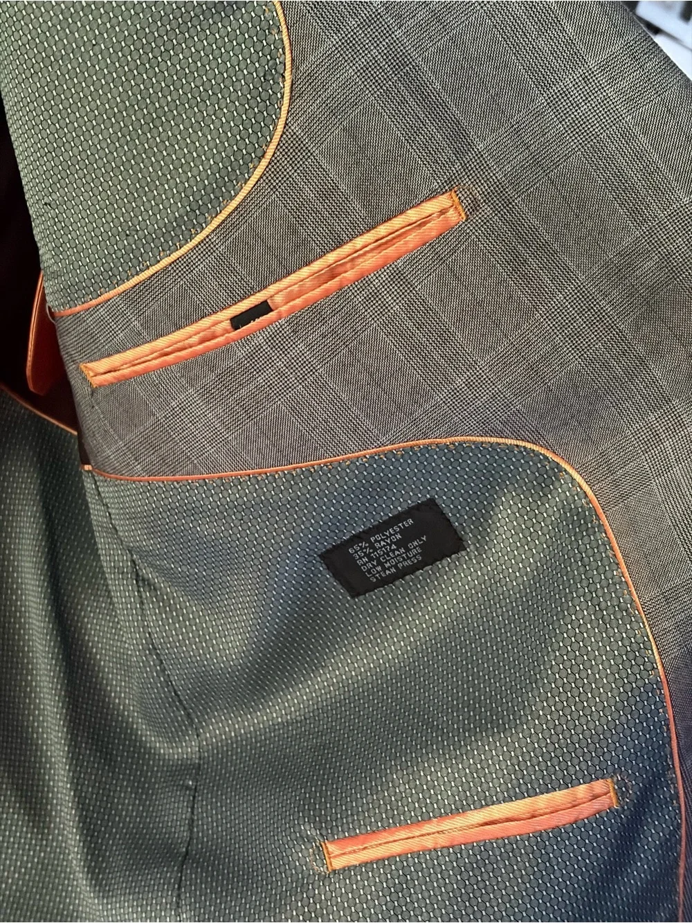 Boccaccio Uomo Gray light blue navy gray Windowpane Sport Coat blazer Sz 48 EUC